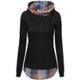 Djt - Hoodie Top With Bottom Down Plaid Shirt Gives Attractive Look