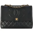 Channel Black Lambskin - Handbag, Pre-Owned Timeless Classic Interlocking CC Logo