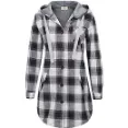 Grace Karin - Cotton Flannel Fabric Plaid Hooded Jackets For Women