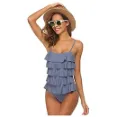 Maxmoda - Fashionable Layered Ruffled One Piece Swimsuit For Women