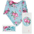Posh Peanut - Aqua Floral Designed Bamboo Viscose Receiving Blanket for Girls