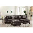 Poundex - L-Shaped Sofa With Functional Back and Armrest