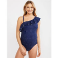 Ruffle - One-Shoulder Silhouette Maternity Swimwear