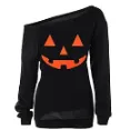 Twkioue - Skin-Friendly Fabric One-Off Shoulder Halloween Sweater
