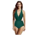 Zeraca - Polyester Fabric Neckline Swimming Dress For Curvy Women